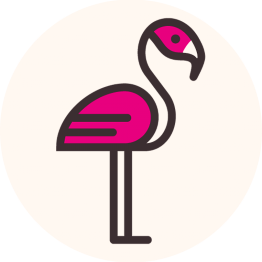 Icône flamant rose stylisé rose et noir